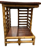 Restored Rattan "Jacob's Ladder" Storage Side Table with Mahogany Top