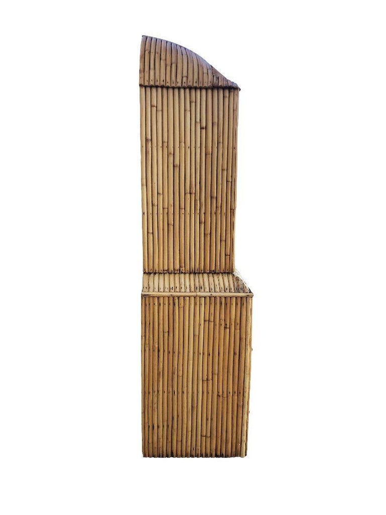 Restored Rare Art Deco Waterfall Rattan & Mahogany Dresser/Bookcase Hutch