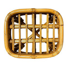 Restored Mid-century Rattan & Wicker Triple Arched Vanity Stool w/ Palm Fabric