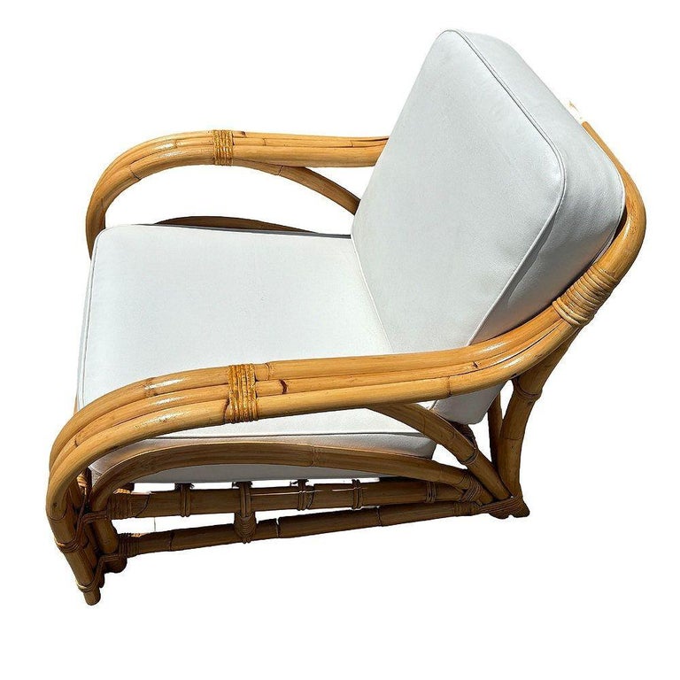 Restored Mid-century Rattan 3 Strand Transitional Lounge Chair