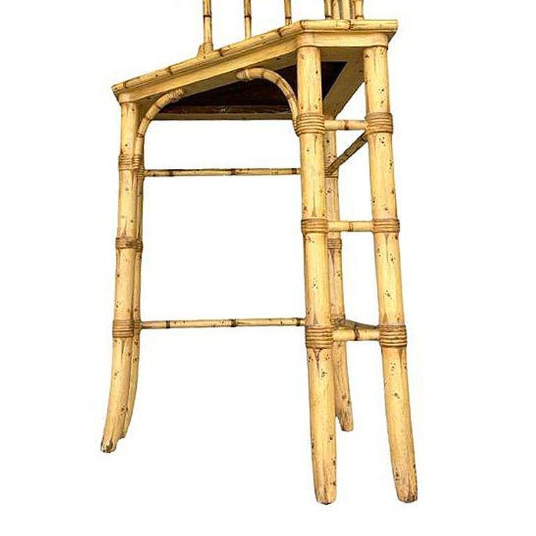 Mid-century James Mount Style 3-Tiered Blonde Bamboo Corner Shelf