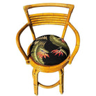 Restored 2-Strand Arch Base Rattan Bar Stools w/ Armrest, Set of 3