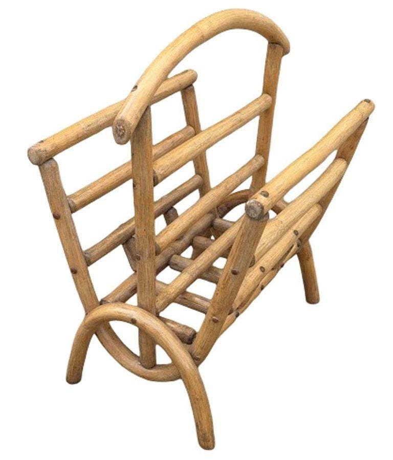 Restored Rattan Magazine or Log Holder
