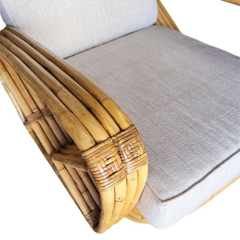 Original Historic Hand Made 4- Strand Square Pretzel Rattan Lounge & Sofa Set