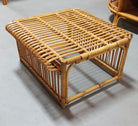 Restotrf Skeleton Italian Pencil Reed Rattan Ottoman, style of Frank Albini