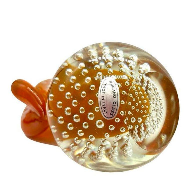 Alfredo Barbini Bullicante Aventurine Murano Glass Pear Scupture