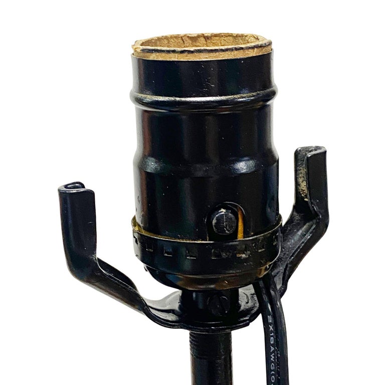 Mid Century Black Ceramic Swan Heads Table Lamp