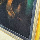 Framed Mid-century Hand Painted Oil on Velvet Female Portrait, Signed Cohen