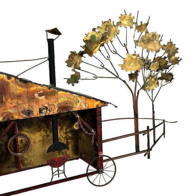 Mid-Century "Blacksmith" Hanging Copper Wall Sculpture by Curtis Jere