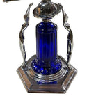 Frankart Era Art Deco Style Chrome & Cobalt Figural Lamp w/ Vivian Glass Shade