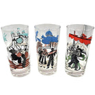 Set of 7 MCM Barware Highball "Cities Of The World" Drinking Glasses