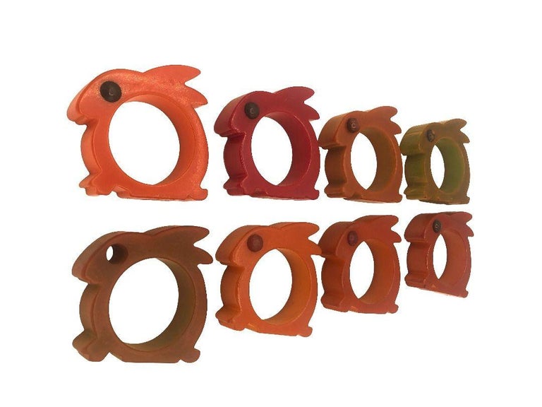 Art Deco 1930's Butterscotch Bakelite Rabbit Napkin Holders Set of 8