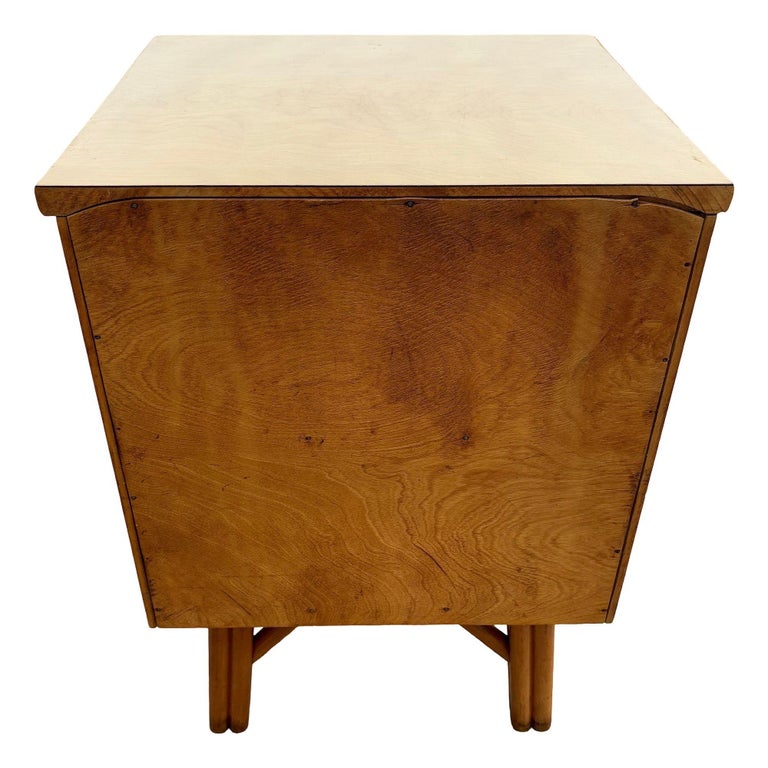 Restored Heywood Wakefield Blond Birch End Table w/ Rattan Legs