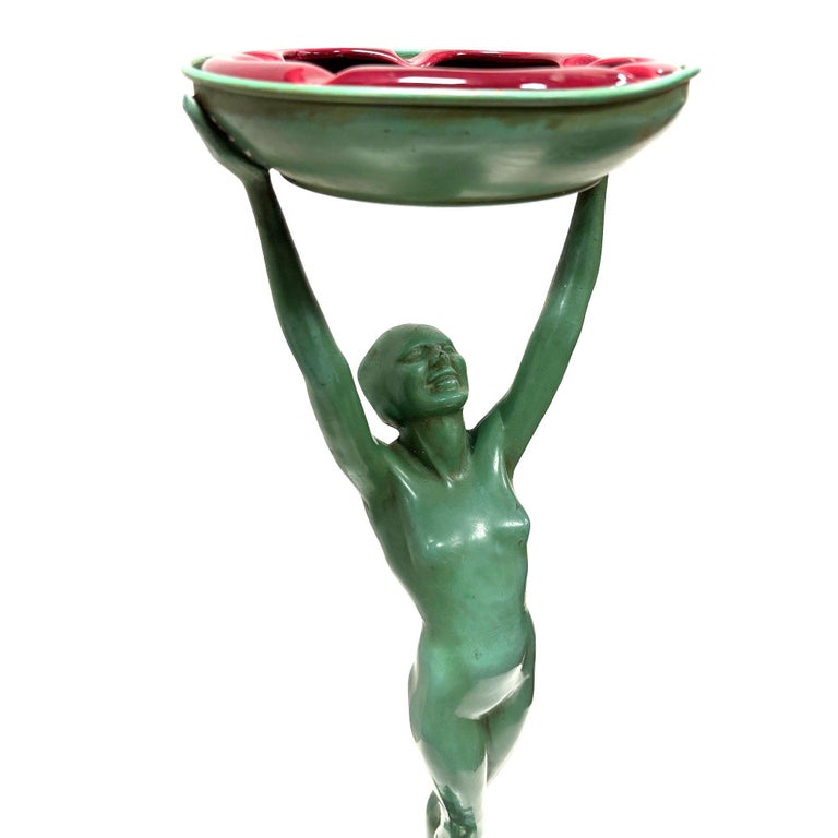 Frankart Standing Nude on Ball Art Deco Sculptural Smoke Stand Model T330