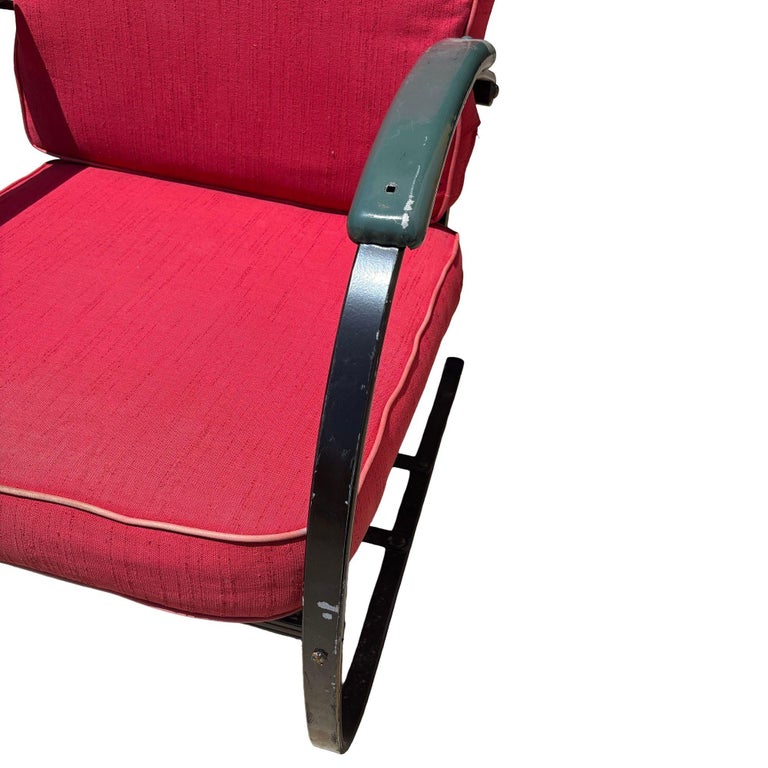 Art Deco Green & Black Springer Rocking Chair by Wolfgang Hoffmann for Howell