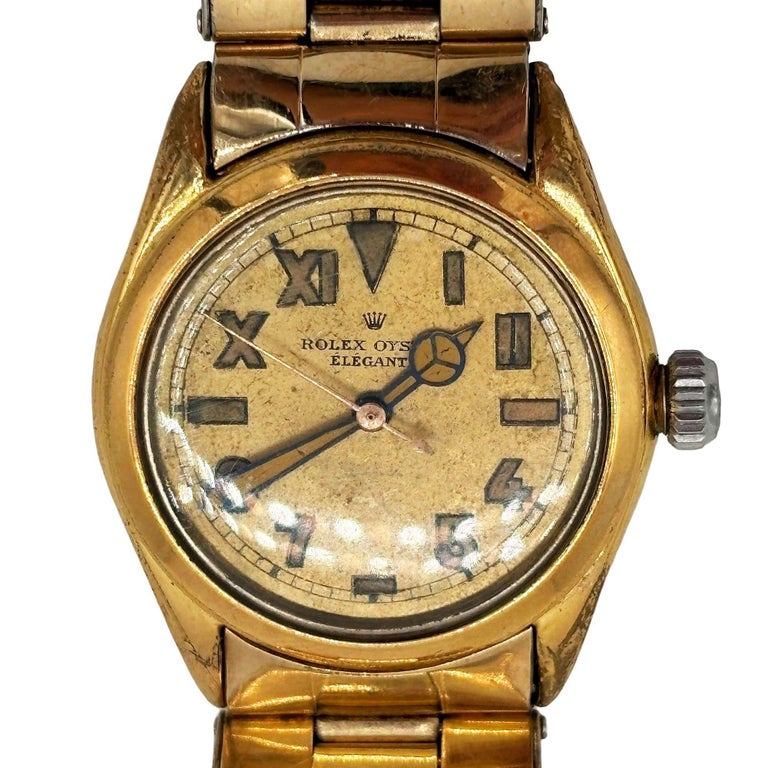 1947 Rolex Oyster Bubbleback “Elegante” Gold-Plated Wristwatch w California Dial