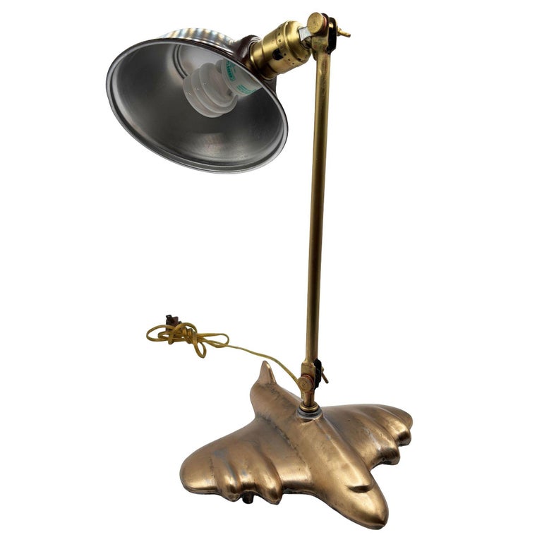 Rare 1987 Brass-tone Art Deco Style DC-3 Airplane Table Lamp, by Sarsaparilla