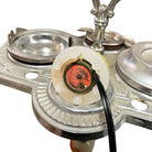 Art Deco Light Up Chrome Ashtray Stand w/ Electric Lighter & Art Glass Base