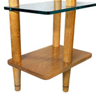 MCM Floating Glass & Walnut 28" Tall Side Table Attributed to Gilbert Rohde