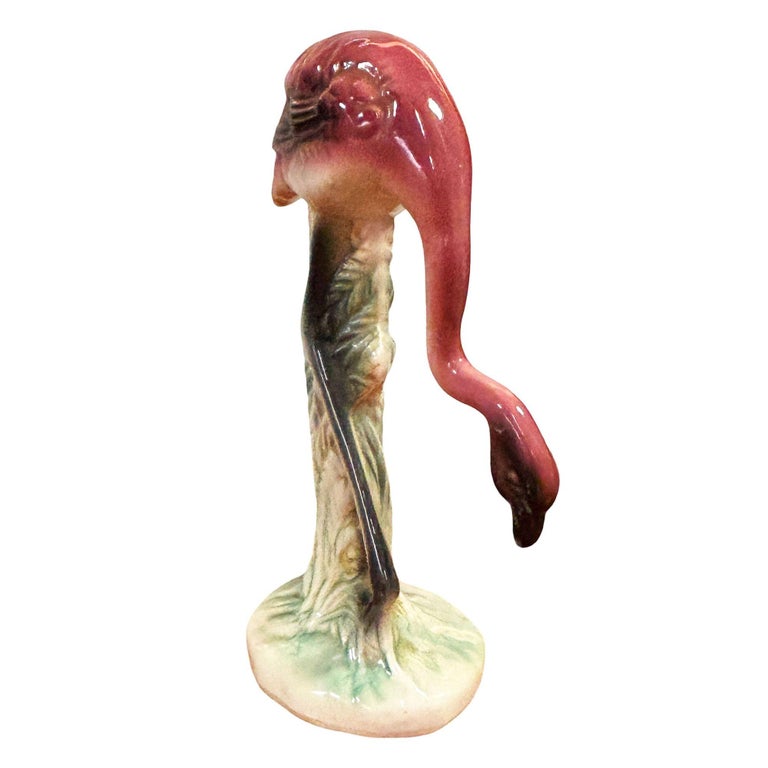 MCM California Pottery Ceramic Grazing Tropical Pink Flamingo Figurine Statue