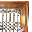 Anglo-Indian Modern Carved Sheesham Wood, Glass & Iron Window Coffee Table