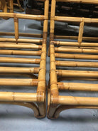 Restored Mid-century Rattan Double Horseshoe Settee Sofa, Pair