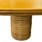 Restored Mid-century Stacked Rattan Coffee Table w/ Mahogany Top