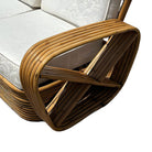 Restored Frankl Style Rattan Six-Strand Square Pretzel 3-Seater Sectional Sofa