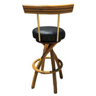 Restored Spiral Legs Rattan & Brass Barstool w/ Swivel Seats, Set of Six