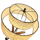 Restored Hourglass Palm Shaped Rattan & Mahogany Lamp w/ Whipple Stitch Shade
