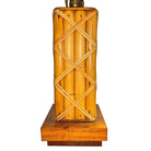 Restored Modernist Lattice Wrapped Rattan Table Lamp w/ Lamp Shade