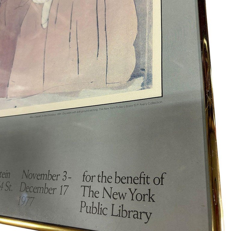 1977 Mary Cassatt In the Omnibus New York Library Art Gallery Poster, Framed