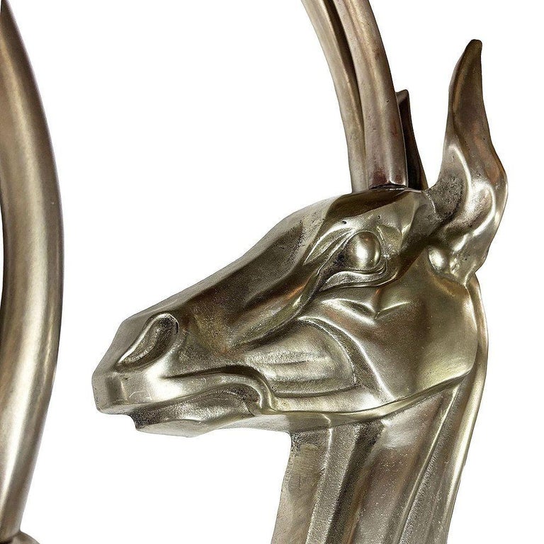 Modernist Polished Aluminum Gazelle Wall Sculpture Pair by Pendergrast