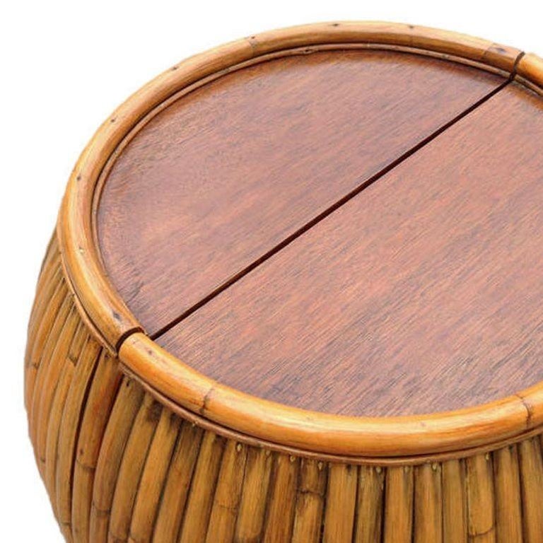 Restored Large 1940s Rattan and Mahogany Pumpkin Bar