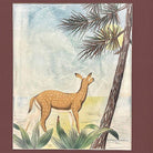 Deer Scenic Watercolor on Paper Signed by Shirrell Graves in Bamboo Frame, Pair