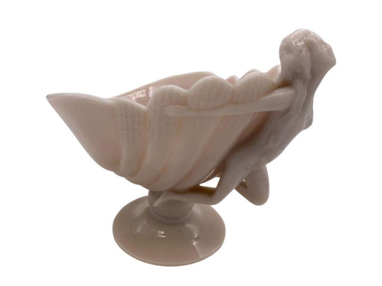 Cambridge Art Glass "Crown Tuscan" Flying Nude w/ Shell Compote