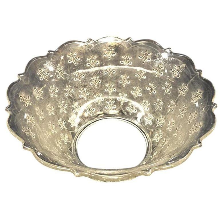 Victorian Textured Gas Light Shade w/ Fleur De Lis Details
