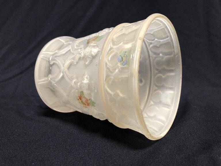 Vintage Frosted Rococco Globe with Painted Flower Details