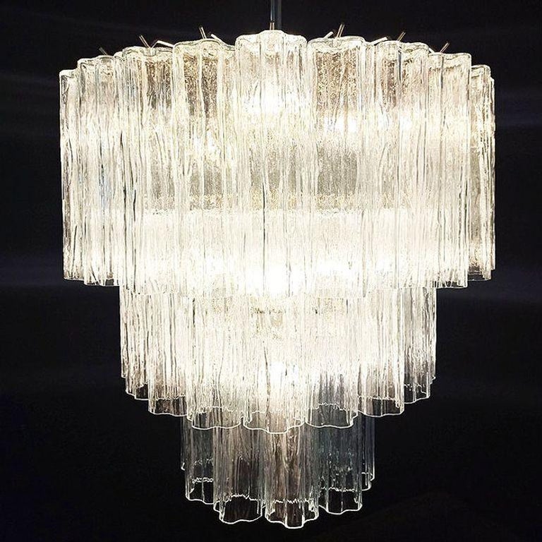 Mid-century Murano Glass Tronchi Pendant Chandelier by Venini