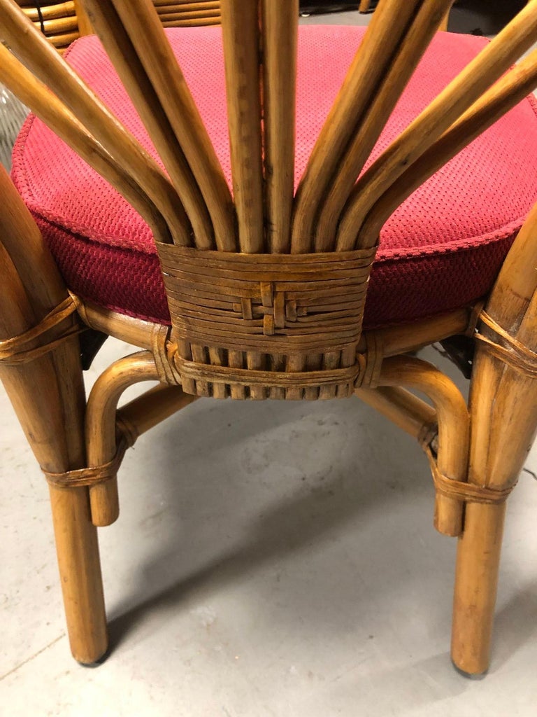 Restored Rattan Petal Fan Back Dining Chairs Set of 10