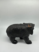 Ainun Black Bear Hand Carved Wood Sculpture with Glass Eyes