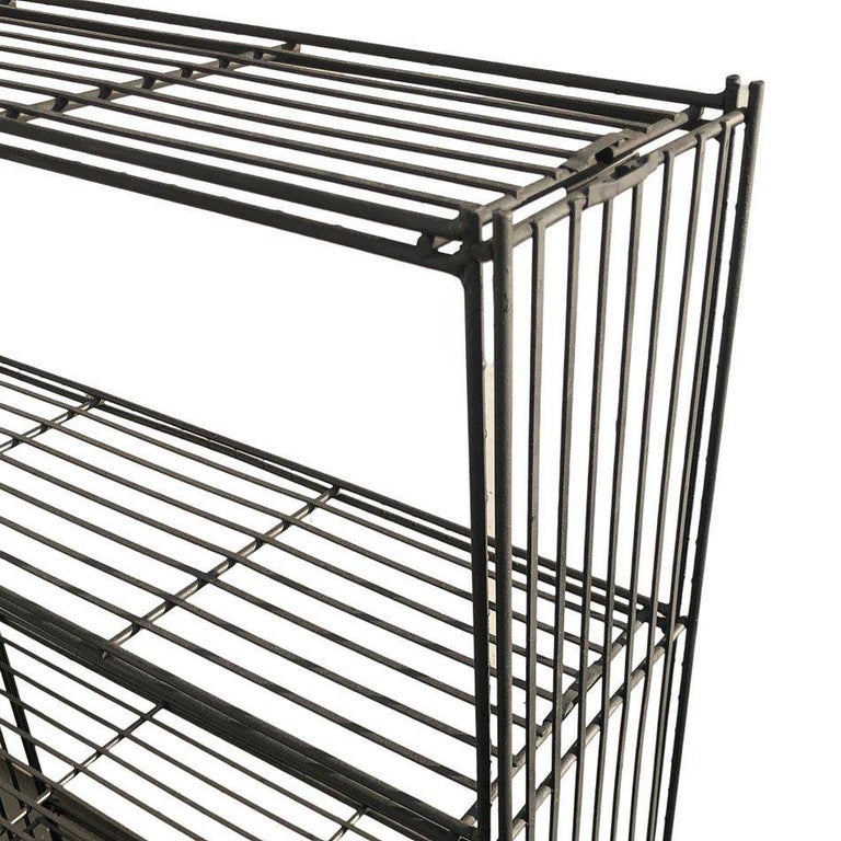 Mid-Century 4-Tier Iron Wire Art Display Shelf Bookshelf, Pair