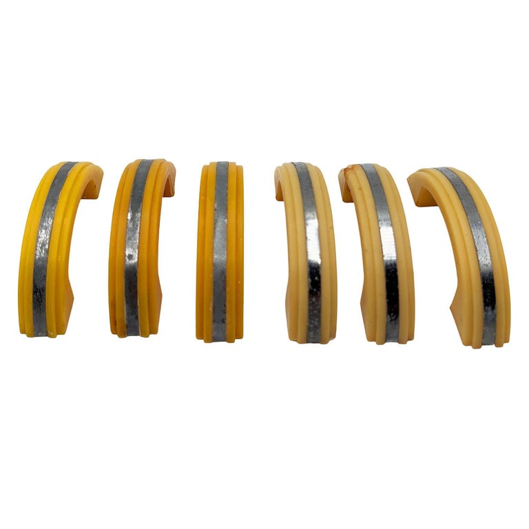Art Deco Bright Yellow Bakelite Drawer Pulls w/ Chrome Strip, Set of 6