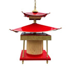 Mid-Century Pagoda Enameled Red Metal & Gold-Tone Tole Chinoiserie Chandelier