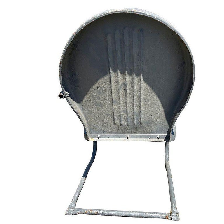 Mid-century Steel Round Streamline Springer Patio Outdoor Lounge Chair, Pair