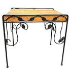 Wrought Iron Scrolling Ivy Wire Patio Wire Side Table w/ Butcher Block Top