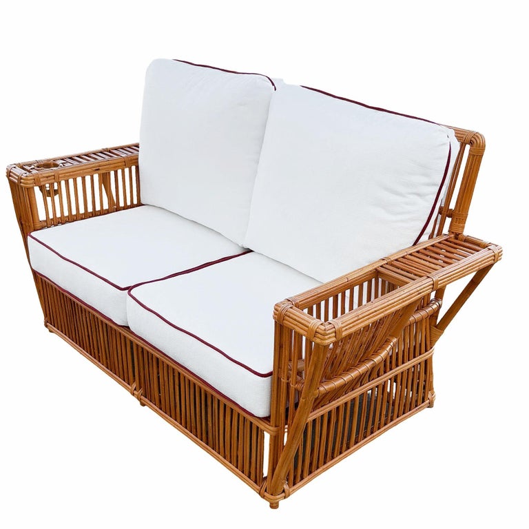 Deco Style "Presidents" Stick Reed Rattan Nantucket Sofa/Lounge Living Room Set