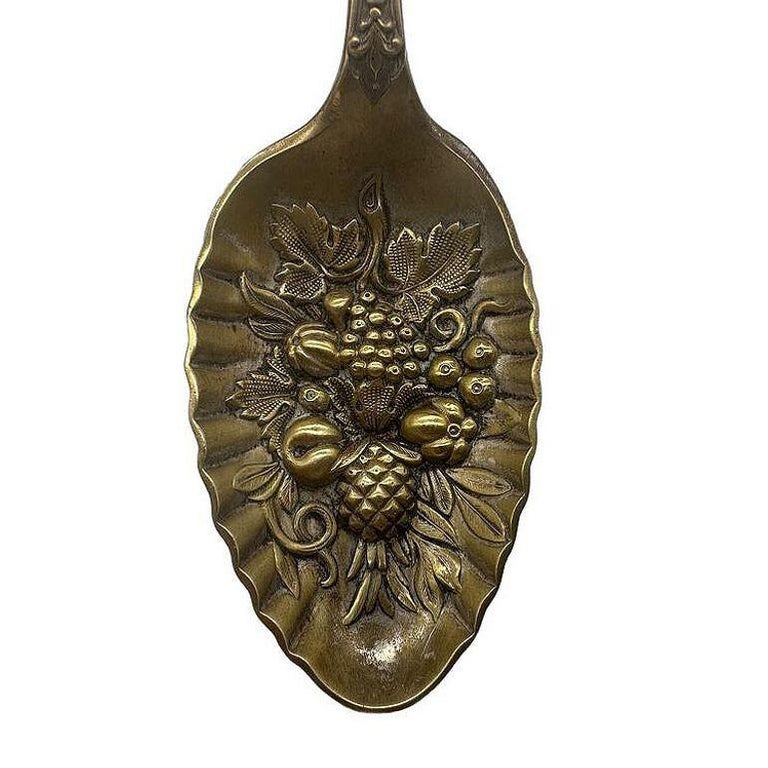 Antique Ornate Leaf Berry & Flower Fruit Scene Jam Berry Spoon By J B & Sons