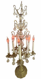 French 19th Century Crystal and Glass Girandole Table Lamp