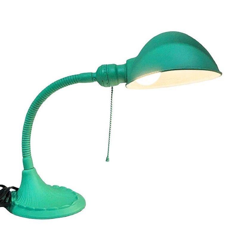 Art Deco Gooseneck Desk Lamp w/Dome Shade and Shell Base